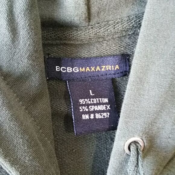 BCBG Y2K  Women Olive Green Bling green hooded jacket sz L - Picture 4 of 8